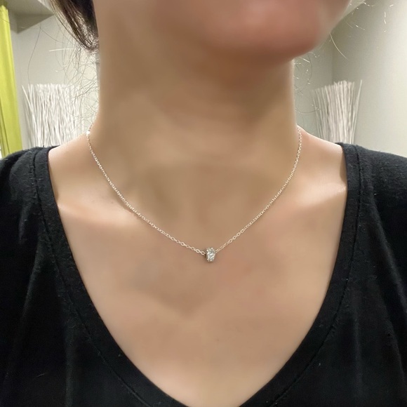 Sterling Silver CZ charmed pendant and necklace (silver) - Picture 3 of 4